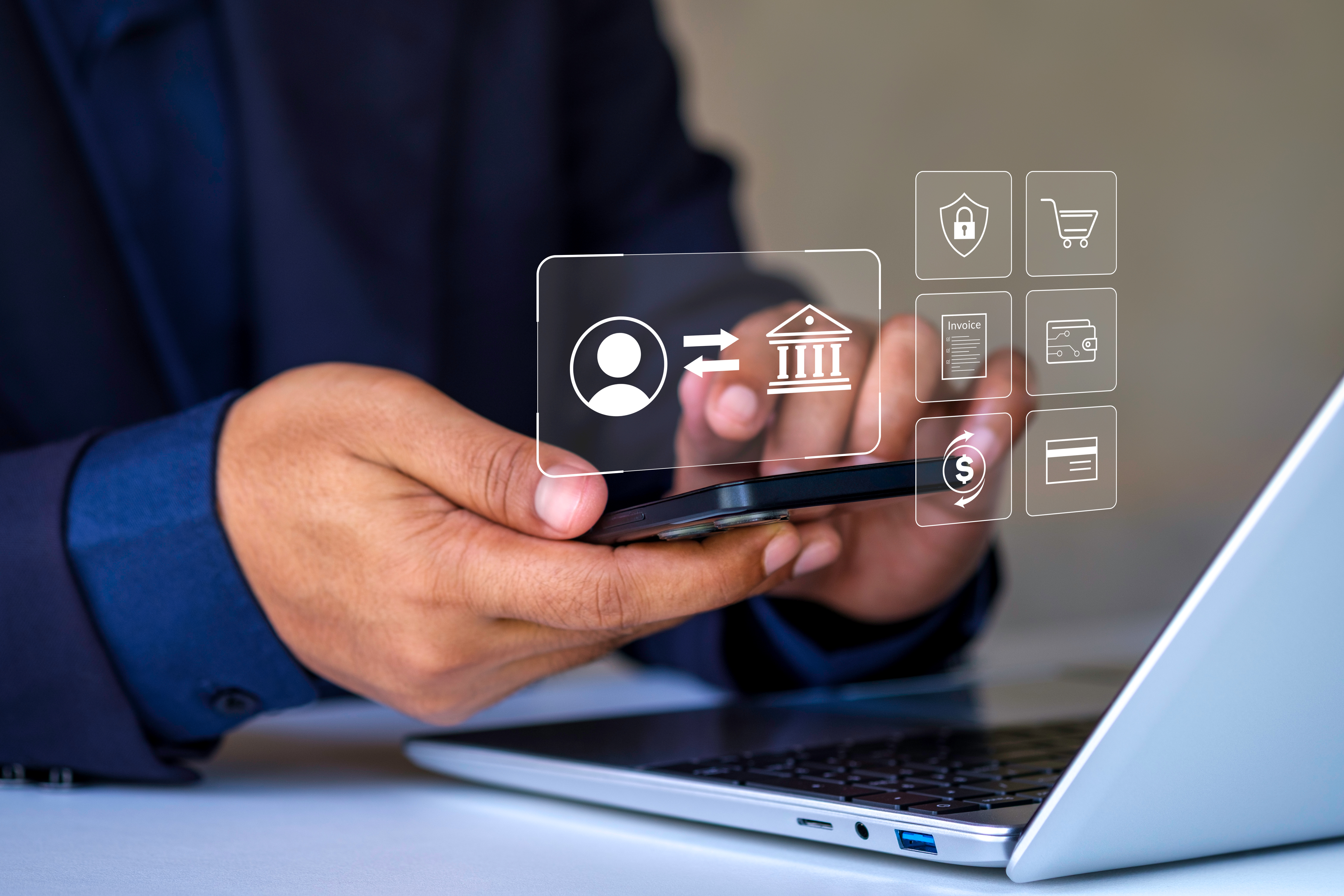 Digital payment, online banking, fintech, secure transaction, authentication money transfer, invoice, credit card, financial technology, payment successful, secure online payment transaction concept